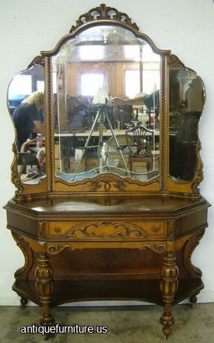 Antique Ornate Walnut Vanity