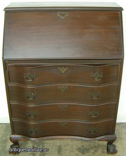 Antique Mahogany Ball Claw Drop Front Desk