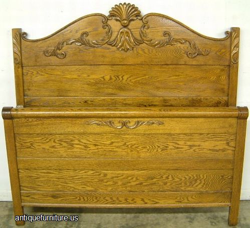 Antique Ornate Oak Bed