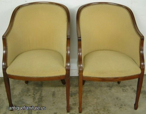 Antique Pair Mahogany Club Chairs
