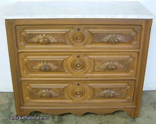 Antique Walnut Victorian Marble Top Dresser