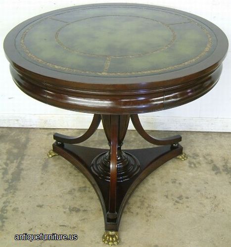 Antique Mahogany Leather Top Drum Table
