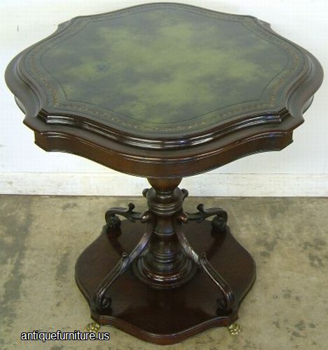 Antique Mahogany Leather Top Lamp Table