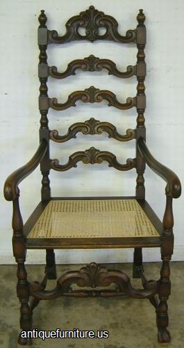 Antique Ornate Walnut Fireside Chair