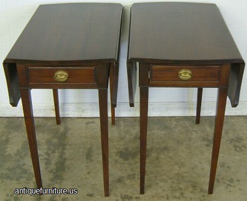 Antique Pair Mahogany Drop Leaf Lamp Tables