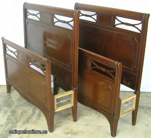 Antique Pair Mahogany Twin Beds