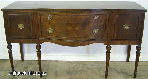 Antique Burl Walnut Bow Front Sideboard On Legs