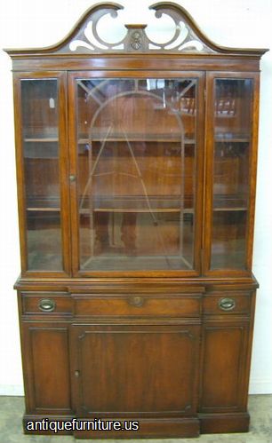 Antique Mahogany Flat Glass China Cabinet