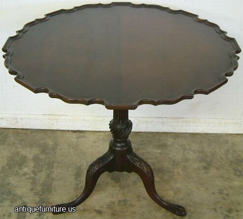 Antique Mahogany Pie Crust Tilt Top Table With Talon Feet