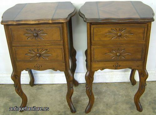 Antique Pair Of French 2 Drawer Nightstands