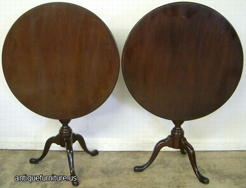 Antique Pair Of Mahogany Tilt Top Tables