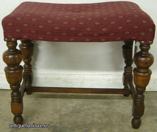 Antique Walnut 1920s Vanity Bench