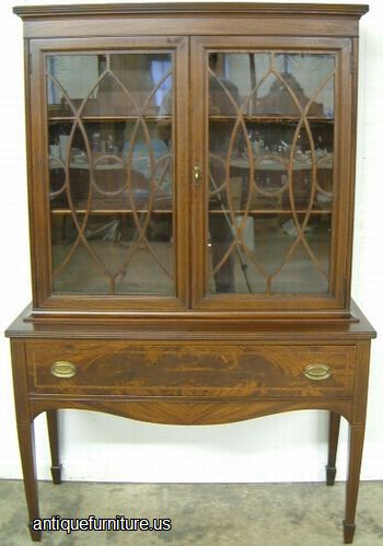 Antique Flame Mahogany China Cabinet