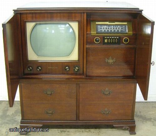 Antique Rca 9 Tw 390 Floor Model Television Radio Record Player