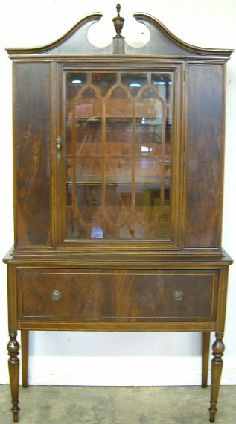 Antique Flame Mahogany China Cabinet