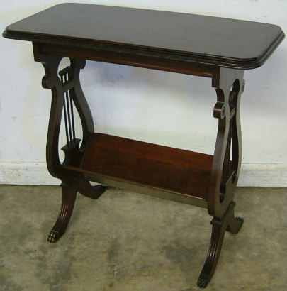 Antique Mahogany Lyre Base Table