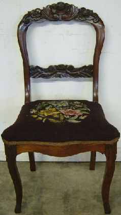 Antique Needlepoint Rose Back Chair