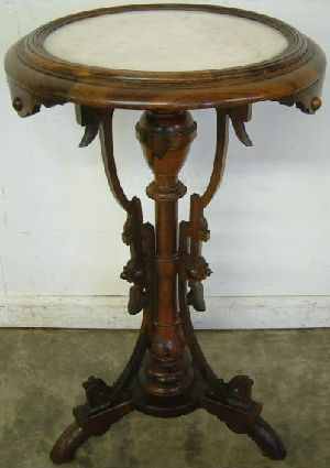 Antique Walnut Victorian Marble Top Table