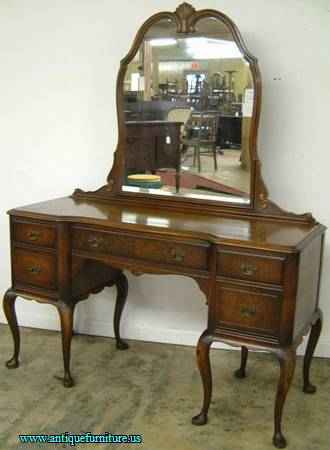 Antique Burl Walnut Vanity