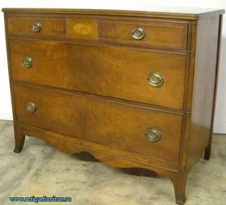 Antique Inlaid Walnut Dresser