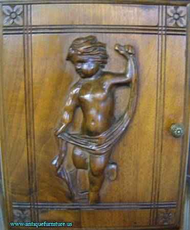 Antique Ornate Telephone Cabinet Figural Carving