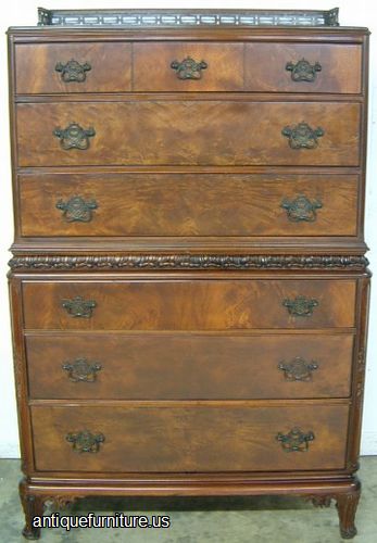Antique Ornate Flame Mahogany Chest