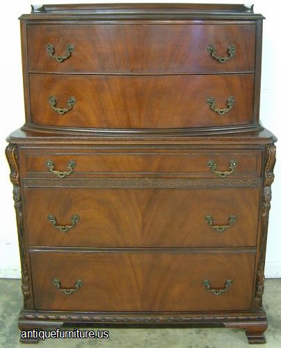 Antique Ornate Flame Mahogany Chest