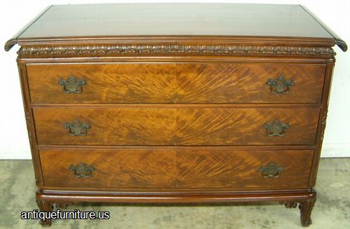Antique Ornate Flame Mahogany Dresser