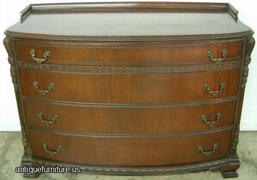 Antique Ornate Flame Mahogany Dresser