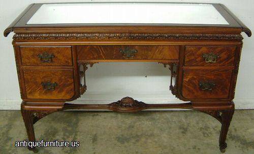 Antique Ornate Flame Mahogany Dresser Vanity