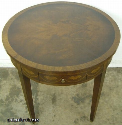 Antique Inlaid Flame Mahogany Lamp Table
