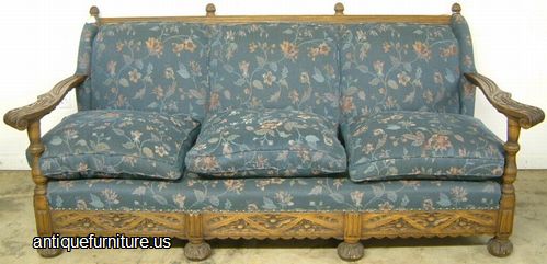 Antique Ornate Oak Sofa