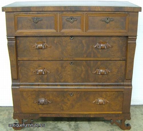 Antique Period Flame Mahogany Chest On Frame