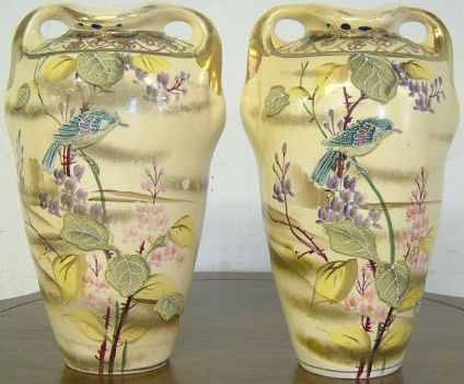 Antique Moriage Decorated Vases