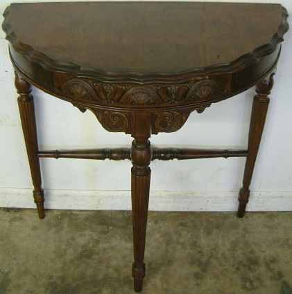 Antique Ornate Burl Walnut Console Table
