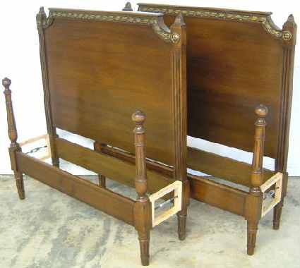 Antique Pair Mahogany Twin Beds