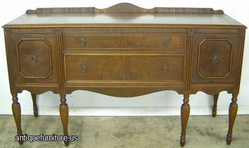 Antique Burl Walnut China Sideboard