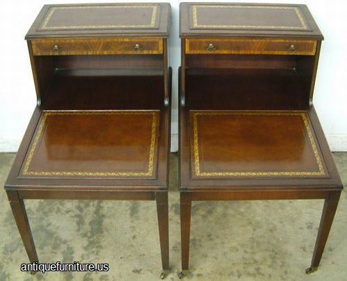 Antique Mahogany Leather Top Lamp Tables