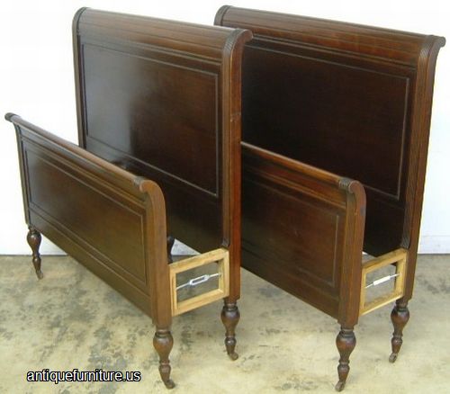 Antique Pair Mahogany Twin Beds