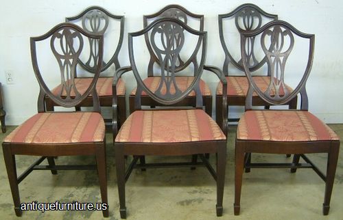 Antique Set Mahogany Shieldback Chairs