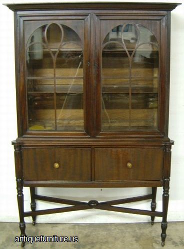 Antique Baker Walnut China Cabinet