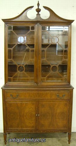 Antique Burl Walnut China Cabinet