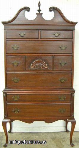 Antique Mahogany Queen Ann Chest On Chest