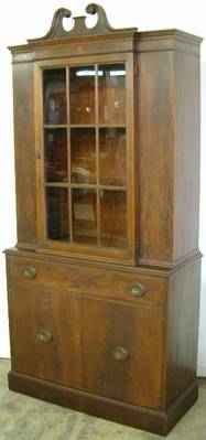 Antique Flame Mahogany China Cabinet