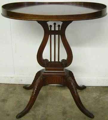 Antique Mahogany Lyre Base Table