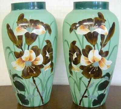Antique Pair Bristol Vases
