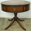  Mahogany Leather Top Drum Table 