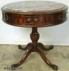  Flame Mahogany Marble Top Drum Table 