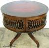  Mahogany Leather Top Drum Table 